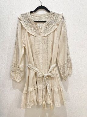 Cleobella White Eyelet Dress Mini Dress with Tie Waist Size Medium